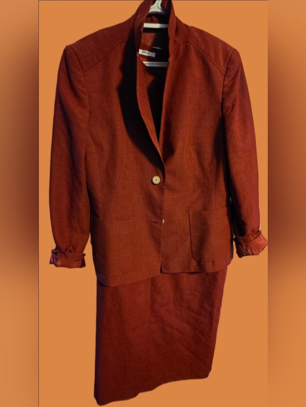 4/$97 Deal! Vintage Rust Two-Piece Dress & Blazer Set